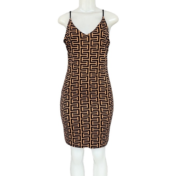 Velvet Torch Spaghetti Strap MiniBrown/Combo Sexy Dress Size M - Picture 2 of 11